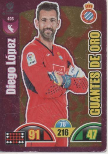 Cromo E002995: Trade Card Game Adrenalyn. Liga 2017-18, Guantes de Oro. Digo López. R.C.D. Espanyol 