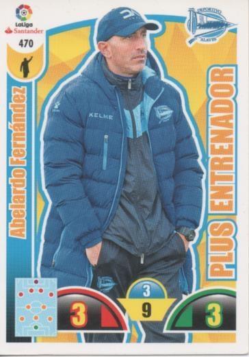 Cromo E003007: Trade Card Game Adrenalyn. Liga 2017-18, Plus Entrenador. Albelardo Fernández. Deportivo Alvés