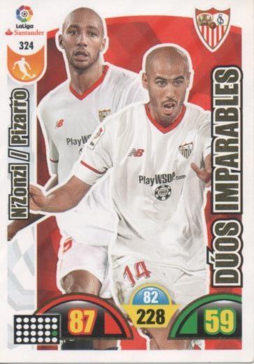 Cromo E002957: Trade Card Game Adrenalyn. Liga 2017-18, Dúos Imparables. N'Zonzi/Pizarro. Sevilla F.C.