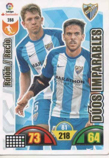 Cromo E002942: Trade Card Game Adrenalyn. Liga 2017-18, Dúos Imparables. Rolón/Recio.Málaga C.F.