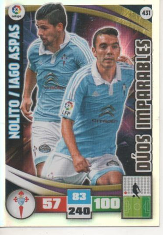 Cromo E002660: Trade Card Game Adrenalyn. Liga 2015-16, Dúos Imparables. Nolito/Iago Aspas. R.C.Celta de Vigo