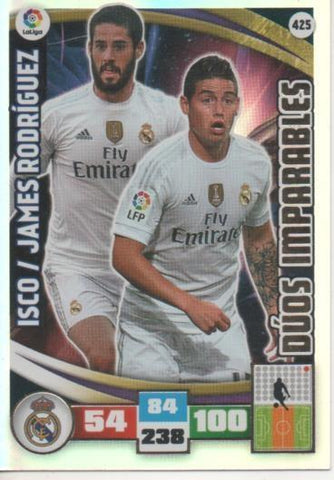 Cromo E002658: Trade Card Game Adrenalyn. Liga 2015-16, Dúos Imparables. Isco/James Rodríguez. Real Madrid