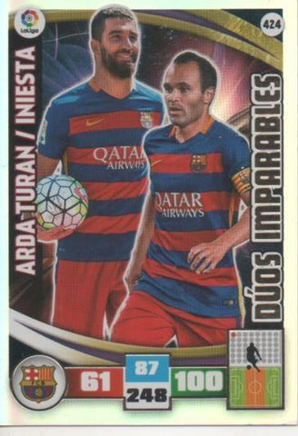 Cromo E002657: Trade Card Game Adrenalyn. Liga 2015-16, Dúos Imparables. Arda-Turan/Iniesta. F.C. Barcelona