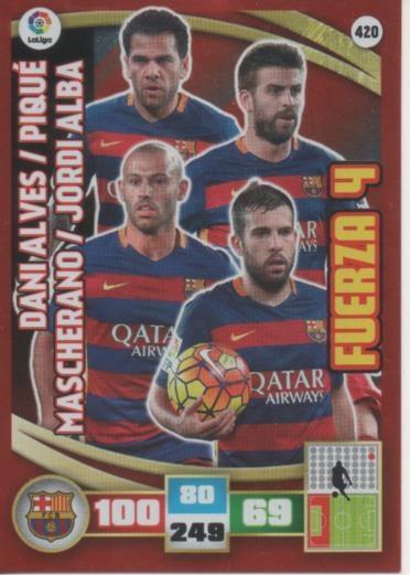 Cromo E002655: Trade Card Game Adrenalyn. Liga 2015-16, Fuerza 4. F.C. Barcelona