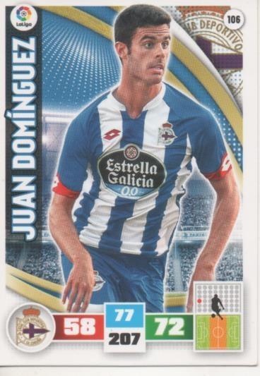 Cromo E002570: Trade Card Game Adrenalyn. Liga 2015-16, Juan Domínguez. R.C.D. de La Coruña