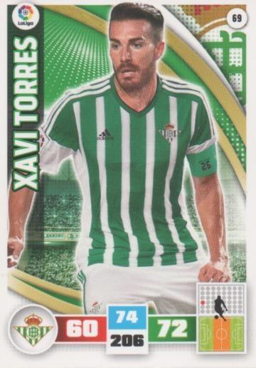 Cromo E002559: Trade Card Game Adrenalyn. Liga 2015-16, Xavi Torres. Real Betis Balonpie