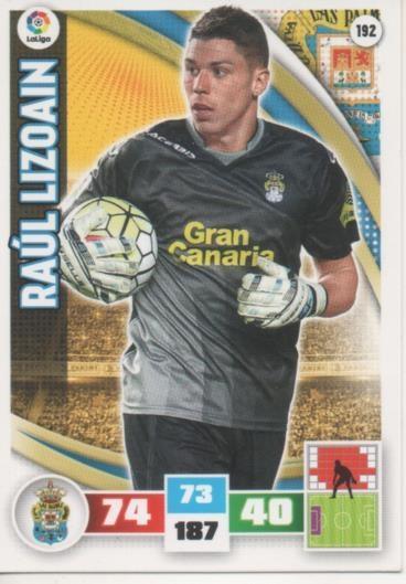 Cromo E002591: Trade Card Game Adrenalyn. Liga 2015-16, Raúl Lizoain. U.D. Las Palmas