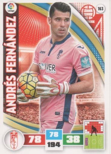 Cromo E002584: Trade Card Game Adrenalyn. Liga 2015-16, Andrés Fernández. Granada Club de Futbol