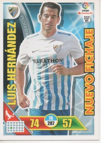 Cromo E002738: Trade Card Game Adrenalyn. Liga 2016-17, Luis Hernández. Málaga. C.F.