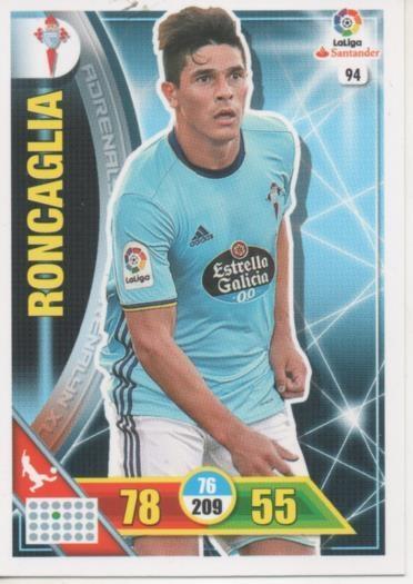 Cromo E002687: Trade Card Game Adrenalyn. Liga 2016-17, Roncaglia. R.C. Celta de Vigo