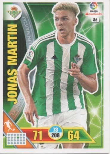 Cromo E002685: Trade Card Game Adrenalyn. Liga 2016-17, Jonas Martin. Real Betis Balonpie