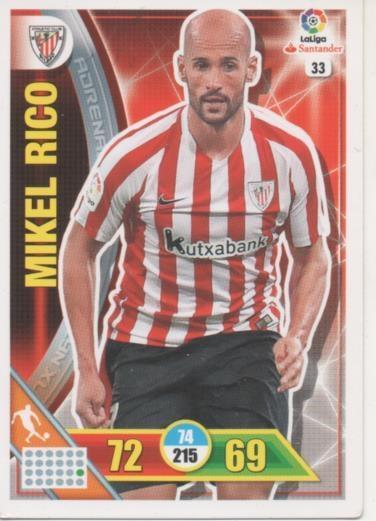 Cromo E002675: Trade Card Game Adrenalyn. Liga 2016-17, Mikel Rico. Bilbao. A.C.