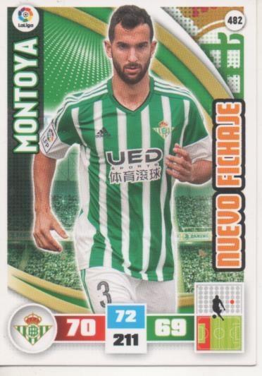 Cromo E002667: Trade Card Game Adrenalyn. Liga 2015-16, Nuevo Fichaje. Montoya. Real Betis Balonpie