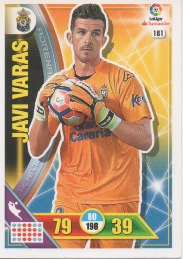 Cromo E002710: Trade Card Game Adrenalyn. Liga 2016-17, Javi Varas. U.D. Las Palmas