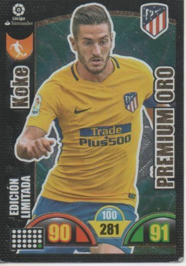 Cromo E003022: Trade Card Game Adrenalyn. Liga 2017-18, Premium Oro. Koke. C.A. de Madrid