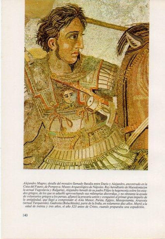 LAMINA V15391: Alejandro Magno detalle del mosaico de la Casa del Fauno