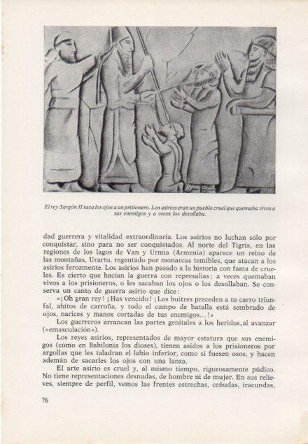 LAMINA V15361: El rey Sargon II saca los ojos a un prisionero relieve