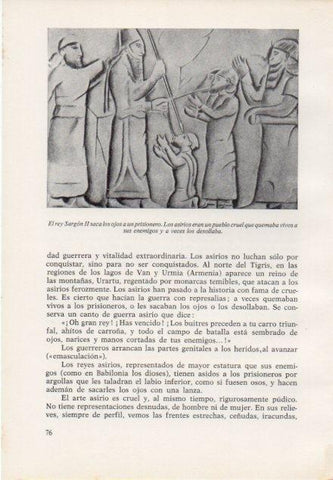 LAMINA V15361: El rey Sargon II saca los ojos a un prisionero relieve
