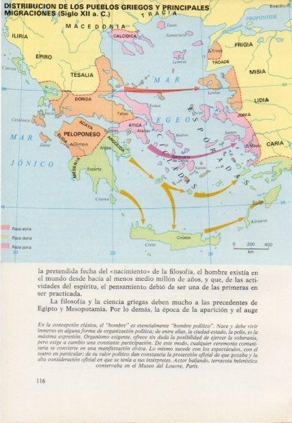 LAMINA V15379: Mapa de los pueblos griegos y sus migraciones siglo XII a.C