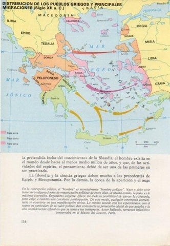 LAMINA V15379: Mapa de los pueblos griegos y sus migraciones siglo XII a.C