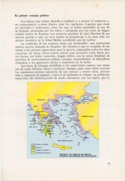 LAMINA V15370: Mapa de Esparta y su area de influencia en las guerras del Peloponeso