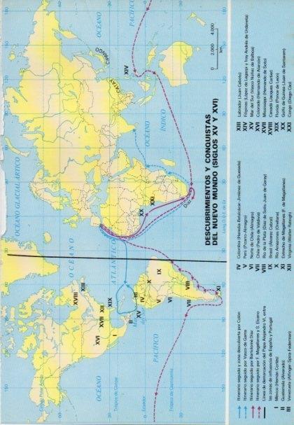 LAMINA V15475: Mapa de los descubrimientos y conquistas del nuevo mundo