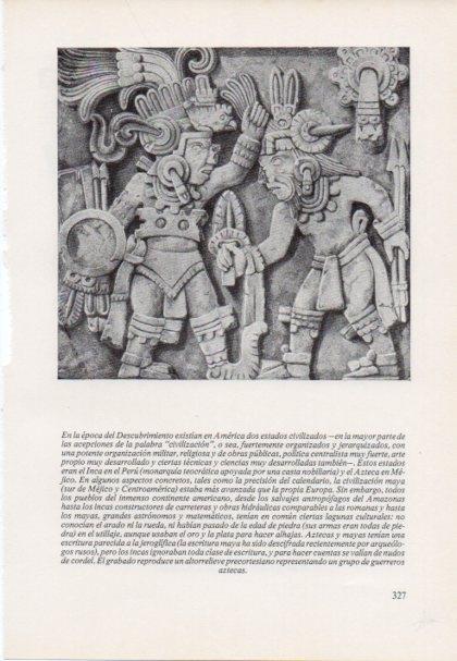 LAMINA V15474: Altorrelieve de un grupo de guerreros aztecas