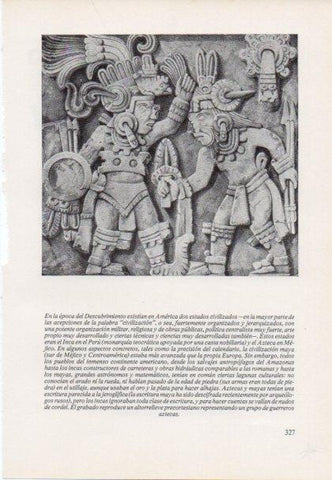 LAMINA V15474: Altorrelieve de un grupo de guerreros aztecas