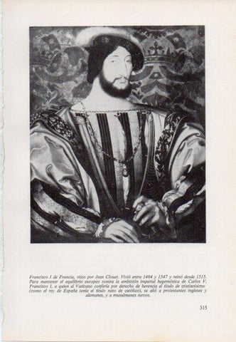 LAMINA V15468: Francisco I de Francia por Jean Clouet