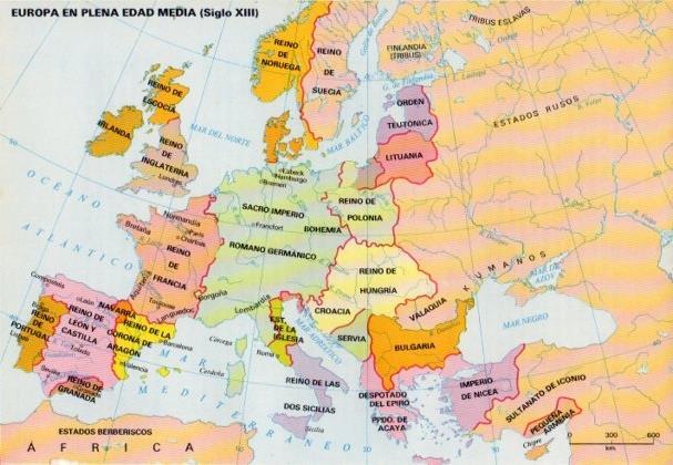 LAMINA V15446: Mapa de Europa en la edad media siglo XIII