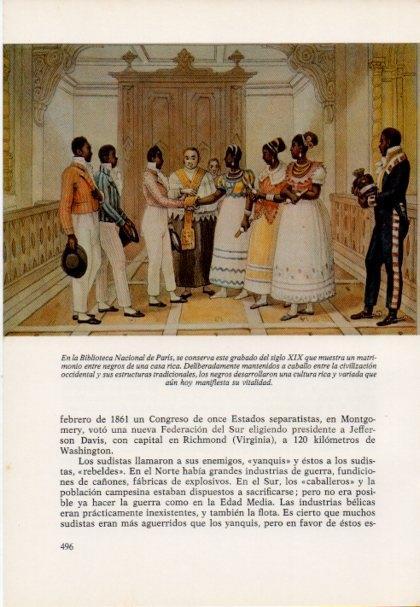 LAMINA V15549: Matrimonio entre negros de una casa rica grabado siglo XIX