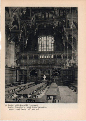 LAMINA V14770: Middle Temple Hall en Londres