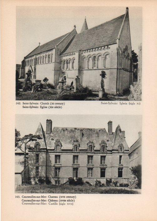 LAMINA V14831: Iglesia de Saint-Sylvain y Castillo de Courseulles-sur-Mer