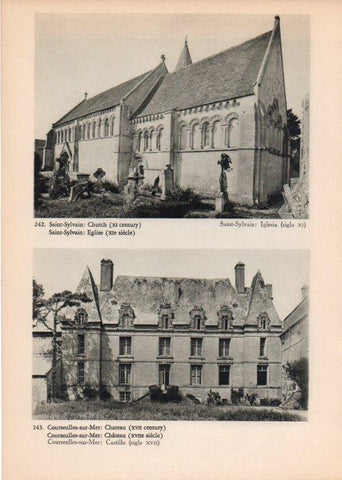 LAMINA V14831: Iglesia de Saint-Sylvain y Castillo de Courseulles-sur-Mer