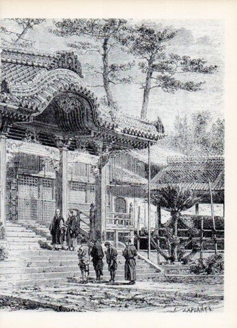 LAMINA V15043: Templo budista en Nagasaki por Aime Humbert