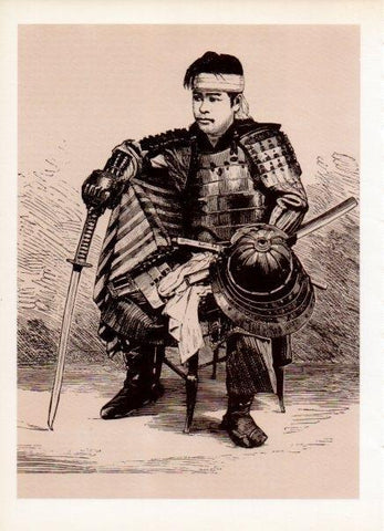 LAMINA V15042: Guerrero japones grabado siglo XIX