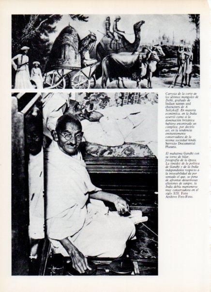 LAMINA V14959: Gandhi con su torno de hilar