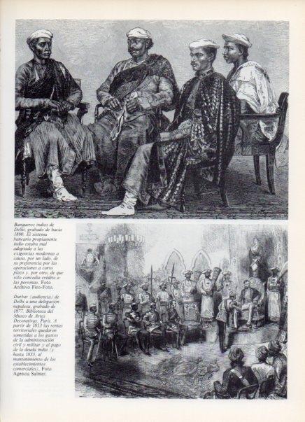 LAMINA V14957: Banqueros indios de Delhi grabado de 1890
