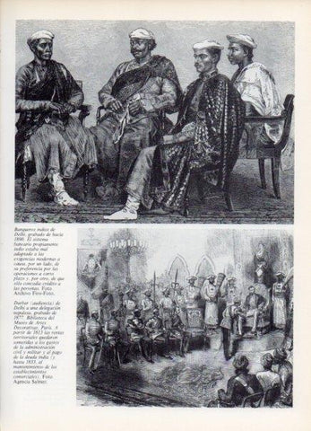 LAMINA V14957: Banqueros indios de Delhi grabado de 1890
