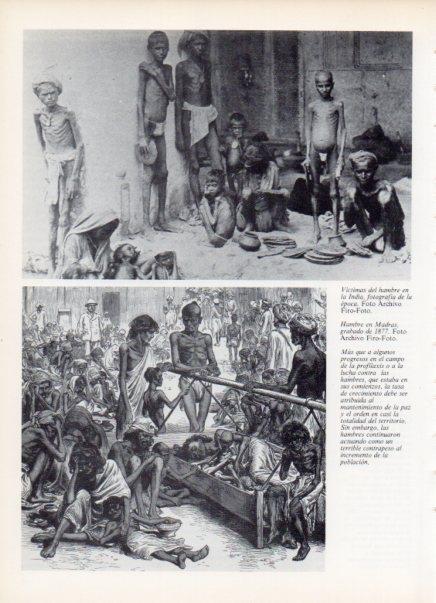 LAMINA V14954: Hambre en Madras grabado de 1877