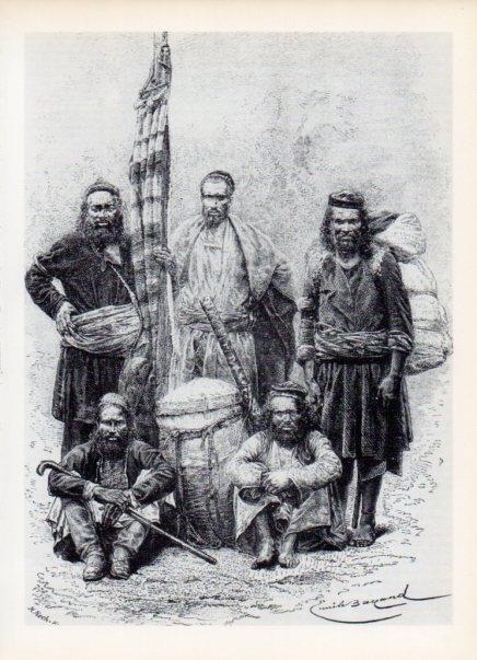 LAMINA V14951: Portadores de palanquin ilustracion de E. Bayard