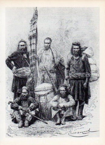 LAMINA V14951: Portadores de palanquin ilustracion de E. Bayard