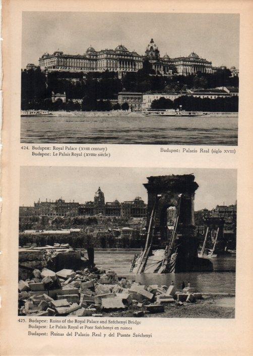 LAMINA V14903: Palacio Real de Budapest y ruinas del Puente Szechenyi