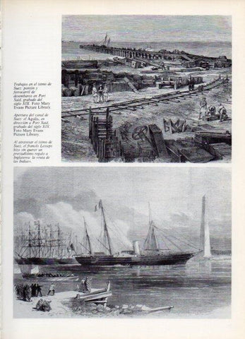 LAMINA V14905: Apertura del Canal de Suez grabado siglo XIX