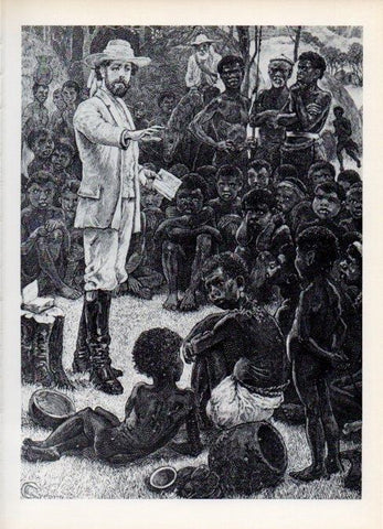 LAMINA V14906: Obispo Mackenzie predicando a niños africanos, por Bellenger