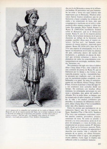 LAMINA V14984: Actriz siamesa grabado de La vuelta al Mundo 1878