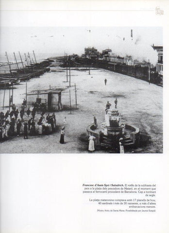 LAMINA V16268: Vista aerea de la subasta de pescado en la playa de Mataro año 1900