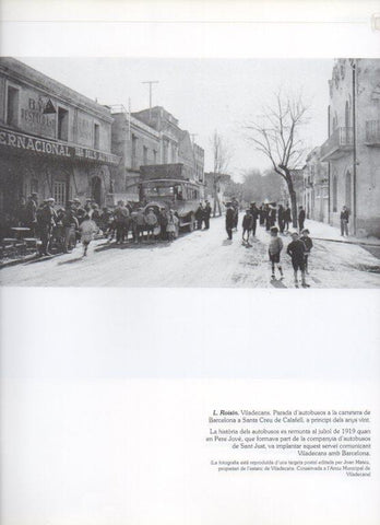 LAMINA V16255: Parada de autobuses en Viladecans año 1920