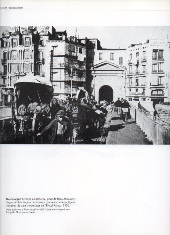 LAMINA V16249: Vista del puente de hierro de Lleida en 1920