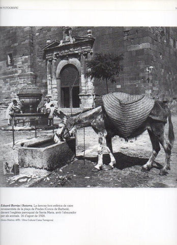 LAMINA V16220: Fuente de la plaza de Prades con el bebedero de animales agosto 1926